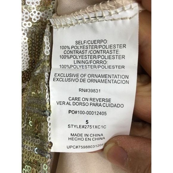 Women's Sequin Hearts Illusion mesh Back Body Con Dress Size 5 Jr Metallic 0059 - Picture 6 of 6